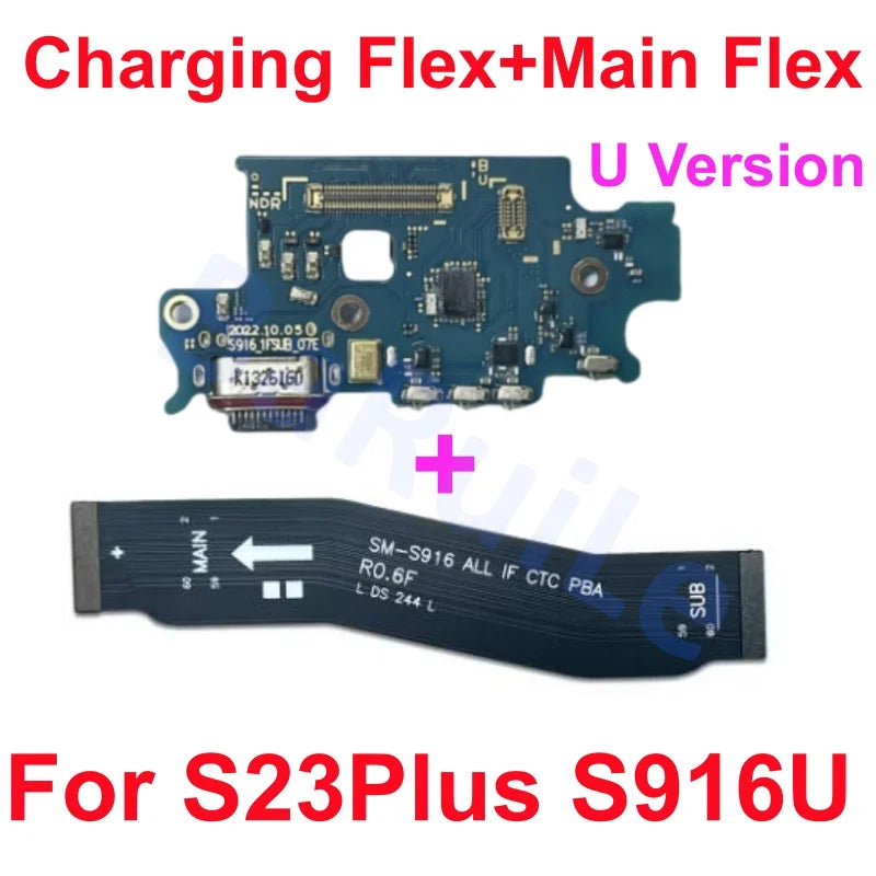 Puerto de carga flexible para Samsung S23 S22 Plus Ultra S901B S901U S906U S908B S S911B S916U S918B placa base conectar Cable USB principal
