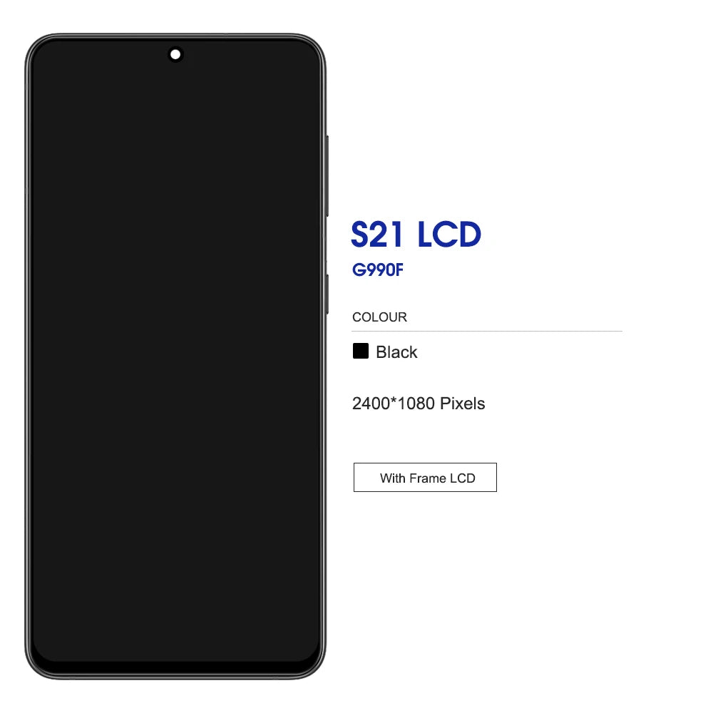 Pantalla S21 probada con marco para Samsung para S21 5G G991 G991B G991W G991U pantalla LCD MONTAJE DE digitalizador con pantalla táctil reemplazar