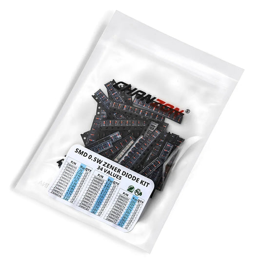 Kit Surtido Diodos Zener SMD 0.5W (2V-47V, 34 Valores) para Montaje Superficial