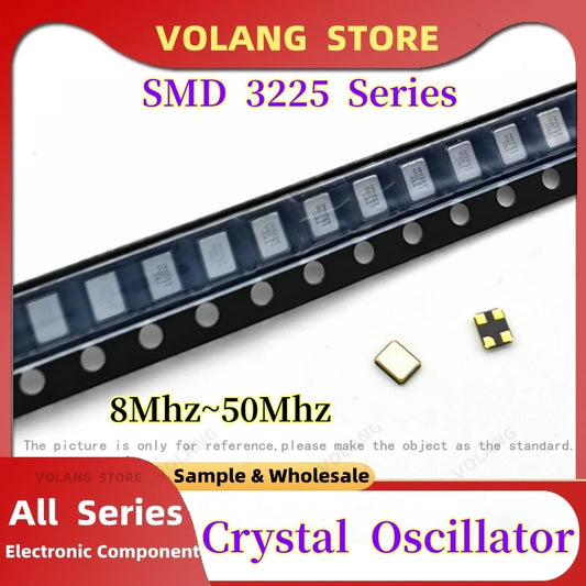 Oscilador Cristal Cuarzo Pasivo SMD 3225 4-Pin - Varios Frecuencias (12.288MHz a 50MHz) - Lote 10 Piezas