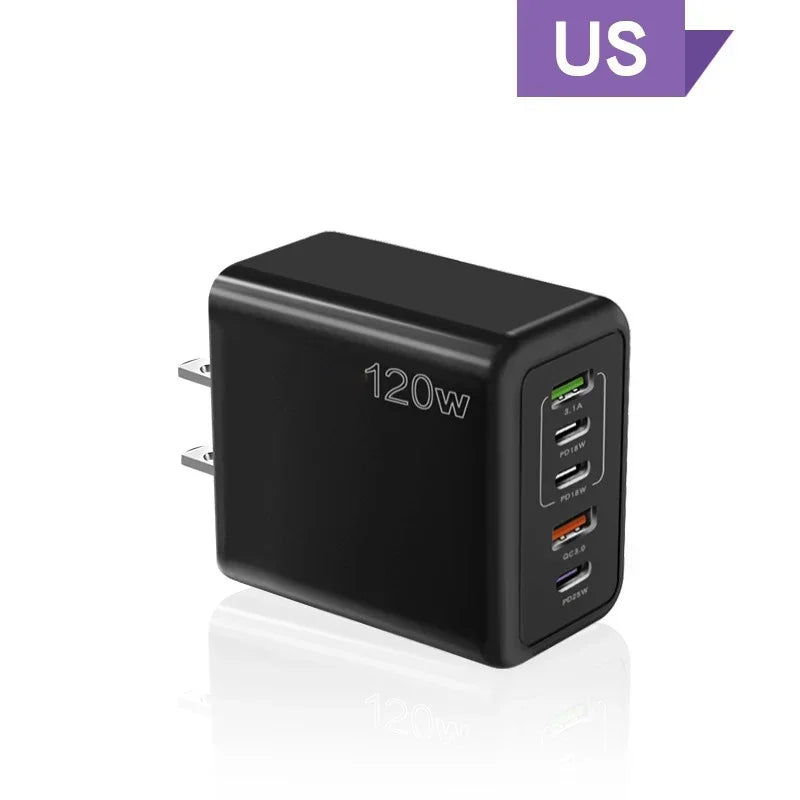 Cargador Xiaomi 120W Carga Rápida Multi 5 Puertos USB-C PD Adaptador para iPhone/Xiaomi/Samsung