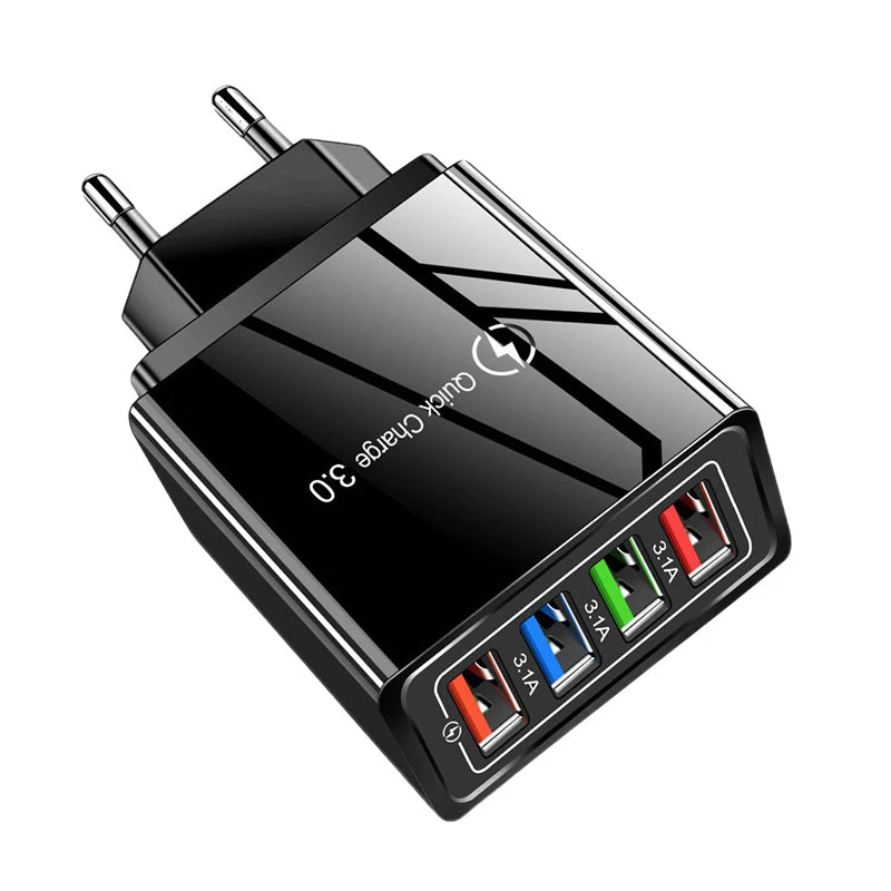 Cargador Pared USB Multi Puerto (4 USB) Carga Rápida Portátil Adaptador Teléfono/Tablet Enchufe EU/US para Poco