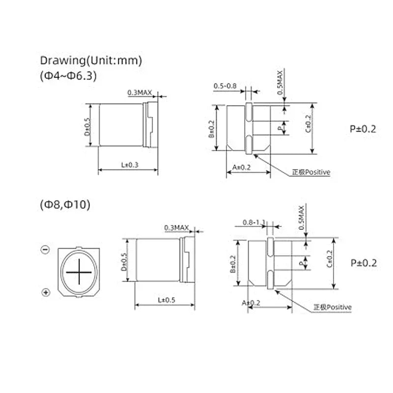 Capacitor Electrolítico SMD (22uF-2200uF, 6.3V-400V) - Pack 10 Unidades (Valores Surtidos)