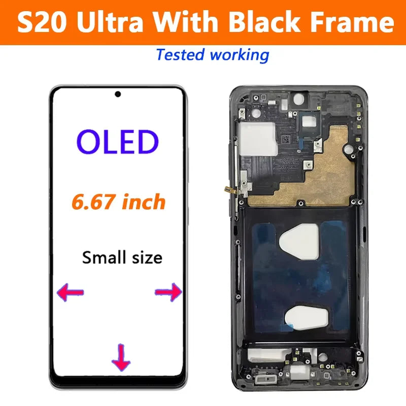 OLED para Samsung Galaxy S20 Ultra Lcd G988 con marco pantalla táctil digitalizador frontal S20 S20 Plus G980 G985 reemplazo