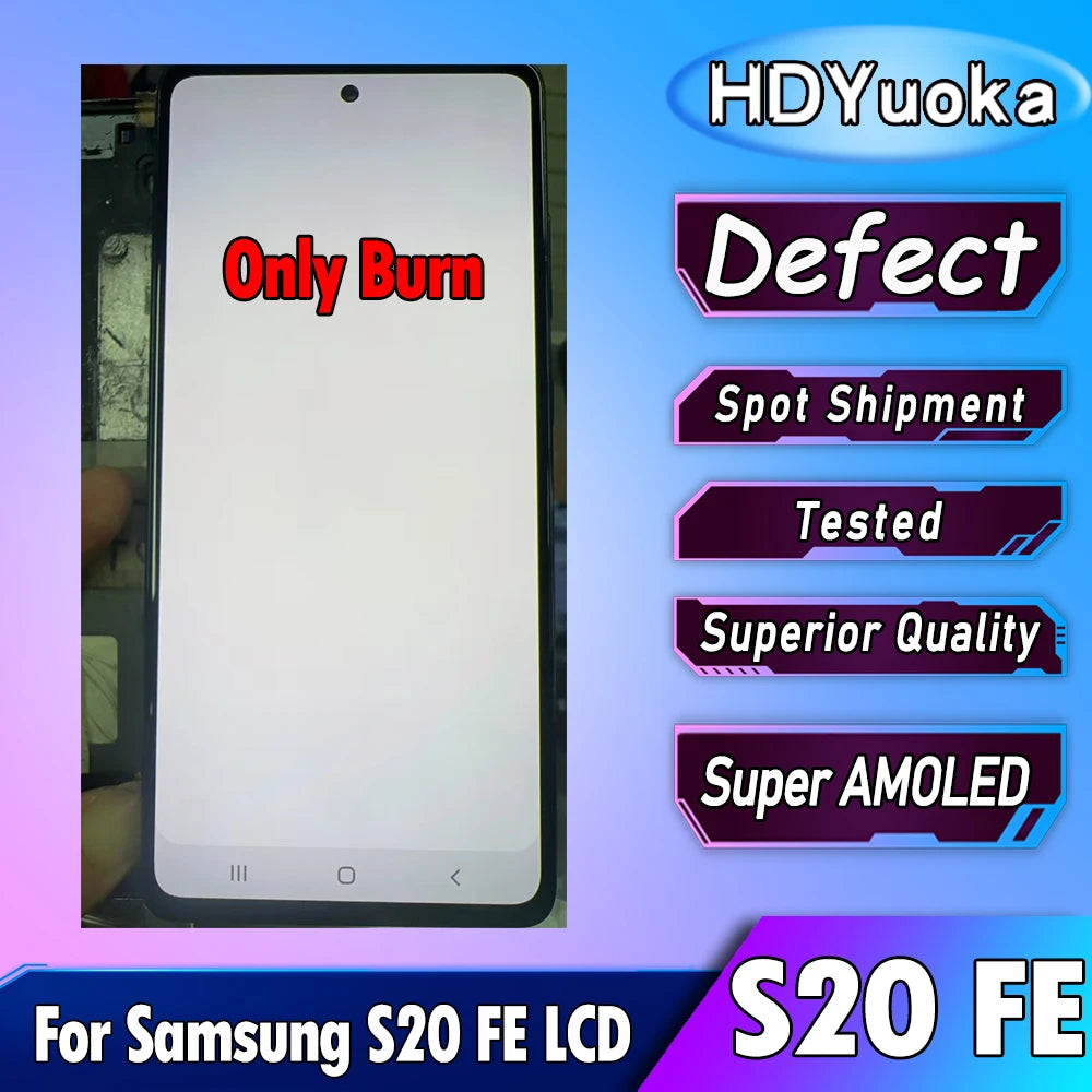 Pantalla LCD de 6,5 pulgadas Super AMOLED con defectos de quemadura para Samsung S20 FE, digitalizador de pantalla táctil de repuesto para pantalla Samsung G780 G781