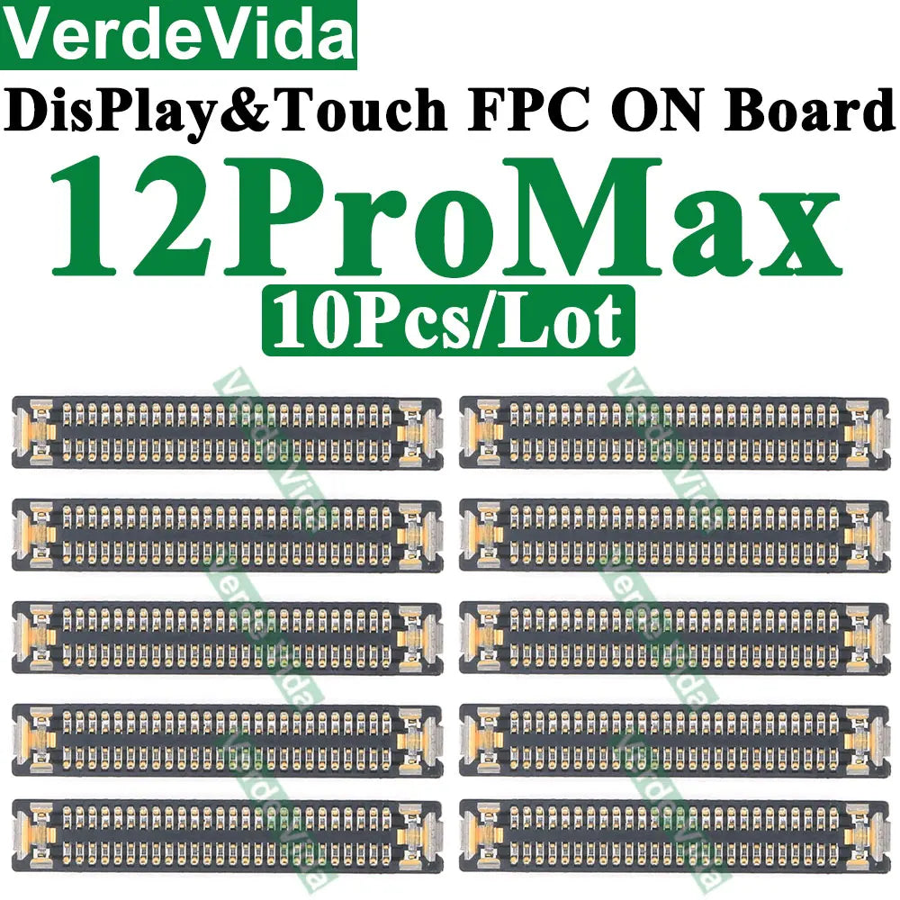 Conector FPC Pantalla LCD / Táctil en Placa Base para iPhone X/XS/XR/11/12/13/14/15/16 Pro Max/Plus (10 Unidades)