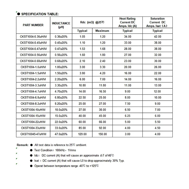Inductor Potencia Moldeado SMD (0420-0650) - Varios Valores (1uH a 47uH) - Lote 10 Piezas
