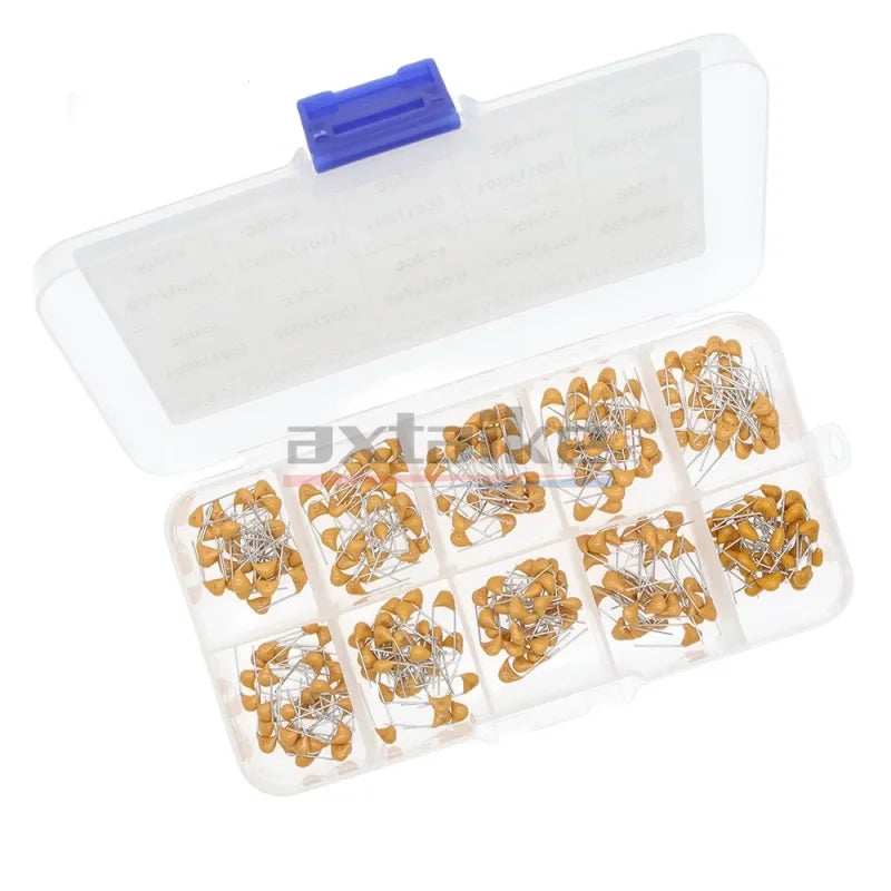Kit Surtido Capacitores Cerámicos Monolíticos (10pF-10uF, 50V) MLCC - Pack 180/300/480/500 Piezas