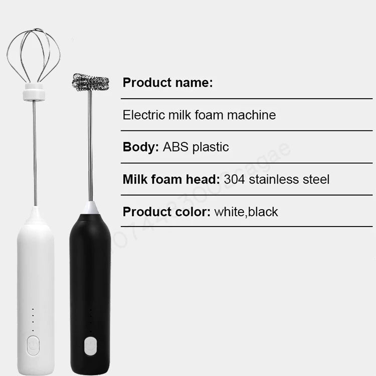 Espumador Leche Inalámbrico Eléctrico Recargable (Tipo C) Batidor Mano Acero Inoxidable Mini Mezclador Café/Cappuccino/Crema