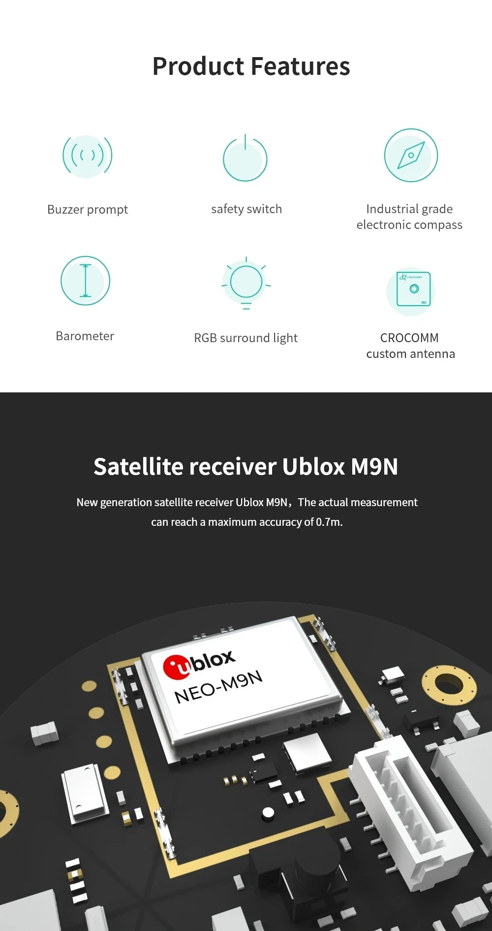 Módulo GNSS GPS CUAV NEO 3 (U-blox M9N) con Compás para Pixhawk (Soporta Ardupilot/PX4 Navegación UAV)
