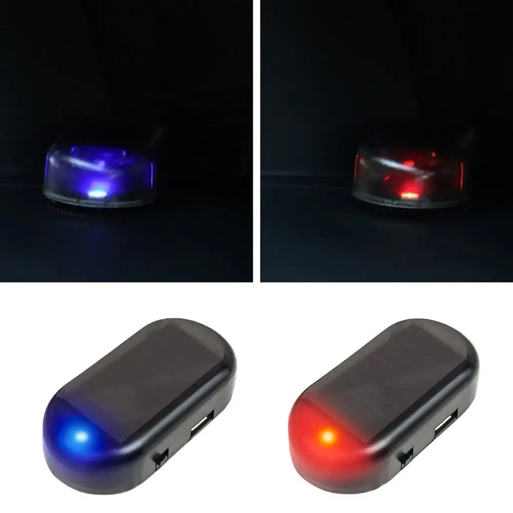 Luz Seguridad Falsa Solar para Auto (Alarma Simulada Dummy Inalámbrica) Lámpara Advertencia Antirrobo LED Intermitente