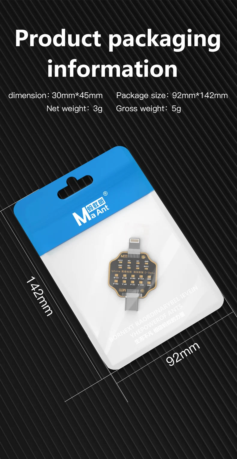 Placa PCB Test Micro USB / Tipo-C - Tester Flex Carga Dock para iPhone (U2) / Android