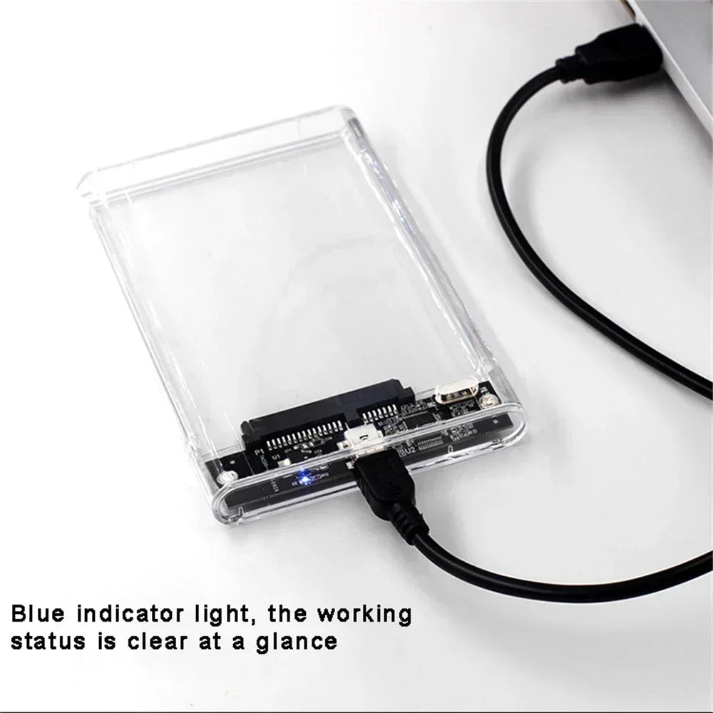 Carcasa Externa USB 3.0/Tipo C para Disco Duro HDD/SSD SATA 2.5" (5Gbps, Transparente, Tool-Free) Caja Harddisk