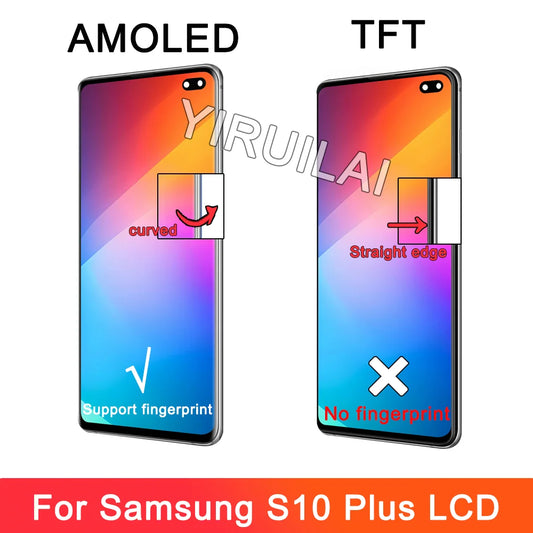 Pantalla LCD de 6,4 pulgadas S10 Plus para Samsung probada S10 + G975F G975U G975W G975 reemplazo del ensamblaje del digitalizador de pantalla táctil