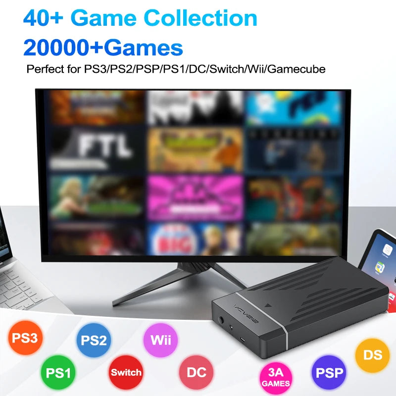 Disco Duro Portátil Gaming 3TB con Hyperspin/LaunchBox/Retrobat/Playnite (20000+ Juegos PS3/PS2/PS1/PSP/Switch/Wii)