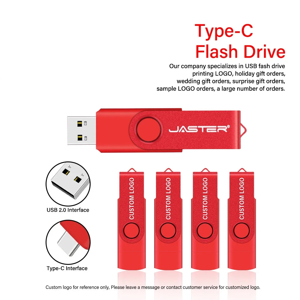 Memoria USB Flash Drive Pendrive Tipo C (32GB/64GB/128GB) con Llavero Regalo Empresarial