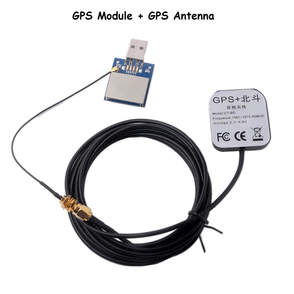 Módulo Receptor GPS USB M8N (Beidou/Glonass) con Antena (Cable IPX a SMA) para Arduino/Pixhawk Control Vuelo