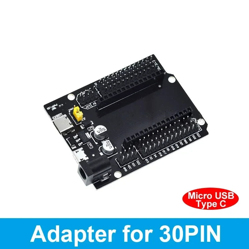 Placa Desarrollo ESP32 (30/38 Pines, ESP32-WROOM-32D/32U/32S) Módulo Inalámbrico WiFi + Bluetooth Doble Núcleo Bajo Consumo