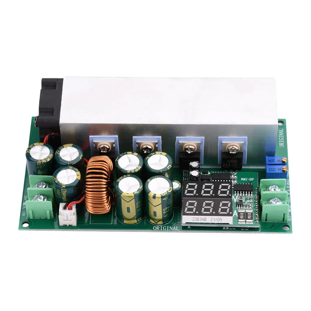 Módulo Fuente Alimentación Step-Down DC 12V-80V a 2.5V-50V 600W 25A Buck Alta Potencia con Ventilador CC/CV
