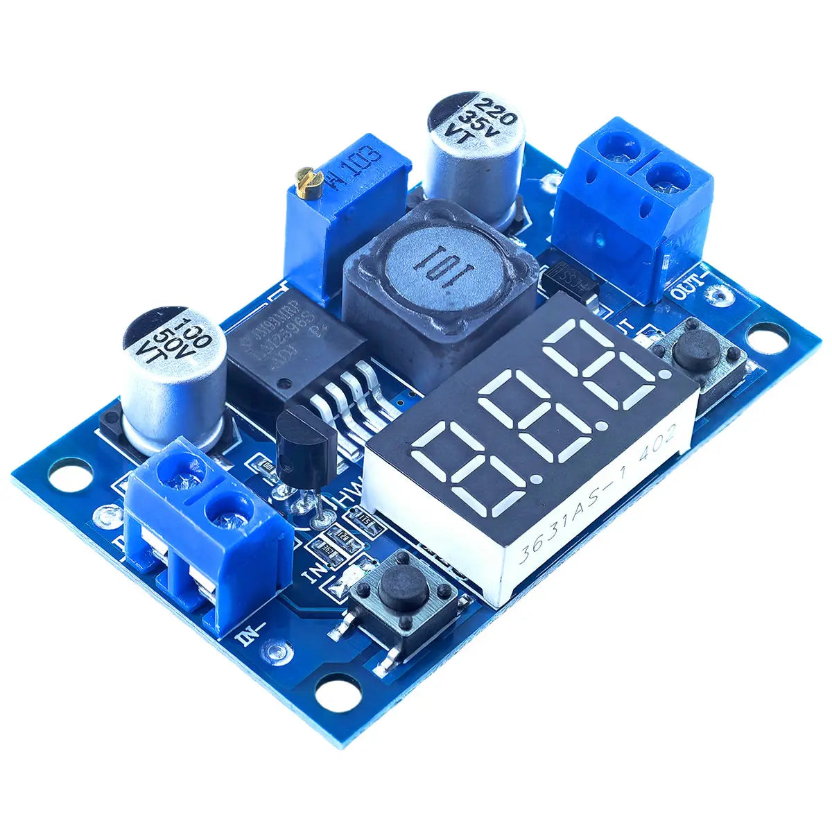 Módulo Regulador Voltaje LM2596 Ajustable 4.0-40V a 1.25-37V Step-Down con Voltímetro LED