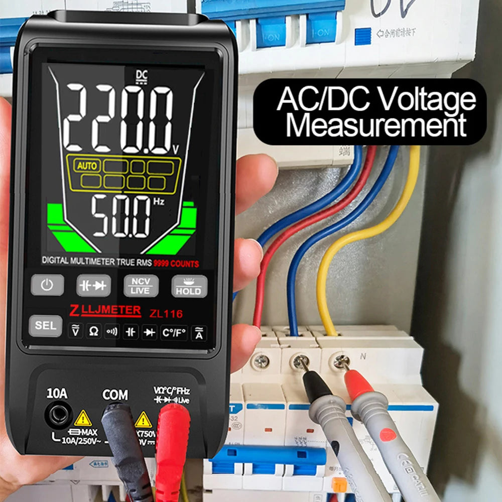 Multímetro Digital Inteligente USB (9999 Cuentas) - Pantalla Grande, AC/DC, Capacitancia, Ohm, Hz, Temp