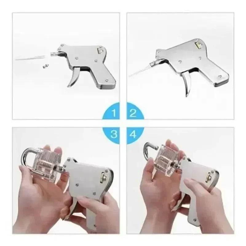 Kit Herramienta Apertura Puertas Acero Inoxidable (Ganzúa/Llave Bump/Pistola Pick) Reparación Cerrajería