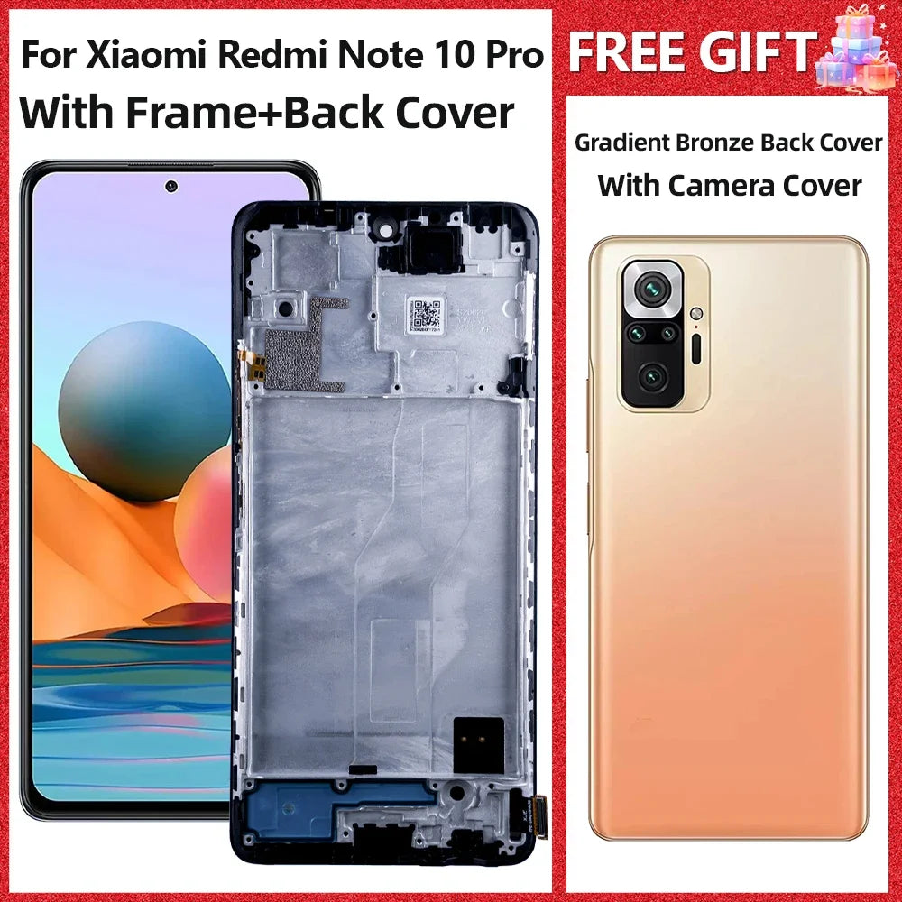 6.67" for Xiaomi Redmi Note 10 Pro LCD M2101K6G Display Touch Screen For Redmi Note10Pro LCD Display Frame Assembly