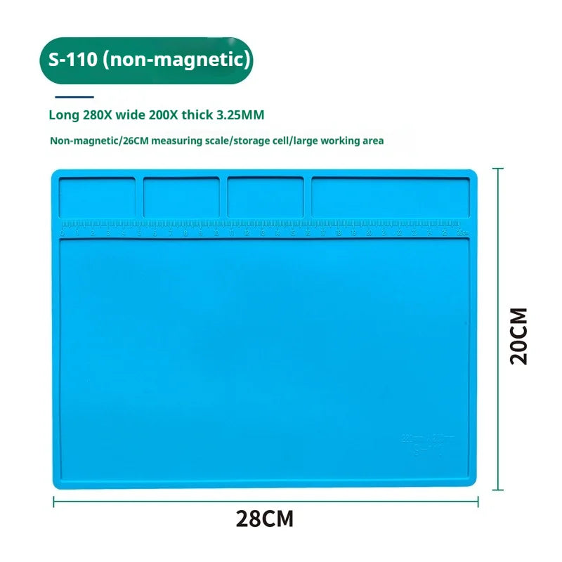 Alfombrilla Silicona Multifuncional Gruesa Magnética Antiestática Resistente Temperatura para Reparación Electrónica/Placa Base IC