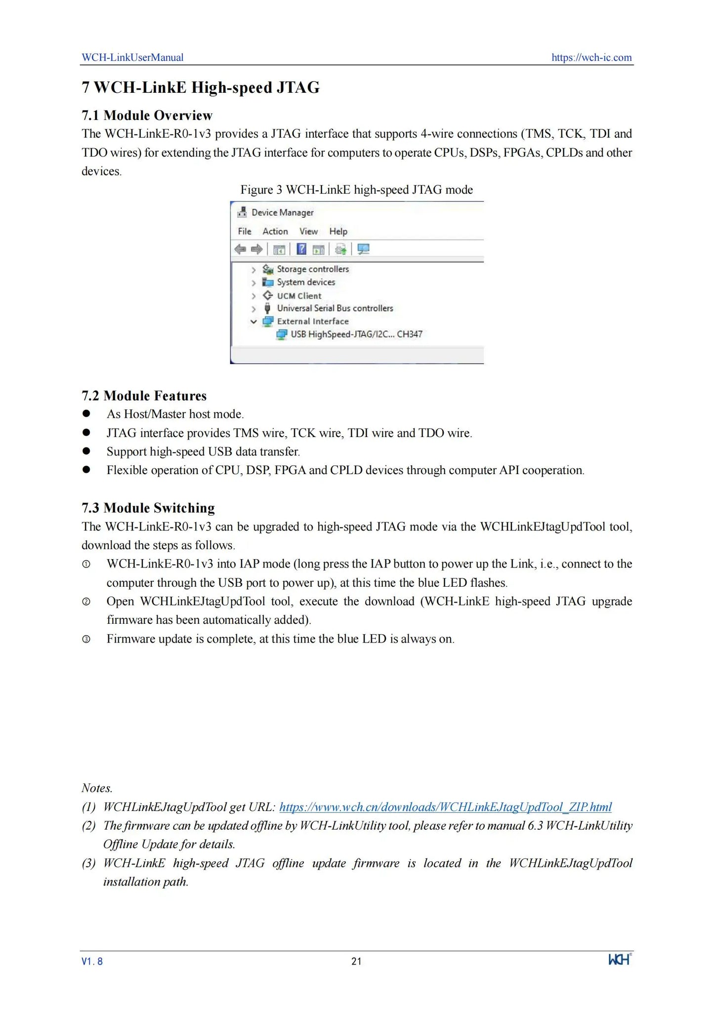 Adaptador Debugger/Descarga Online WCH LinkE (Soporta WCH RISC-V MCU / ARM SWD, USB a Serial)