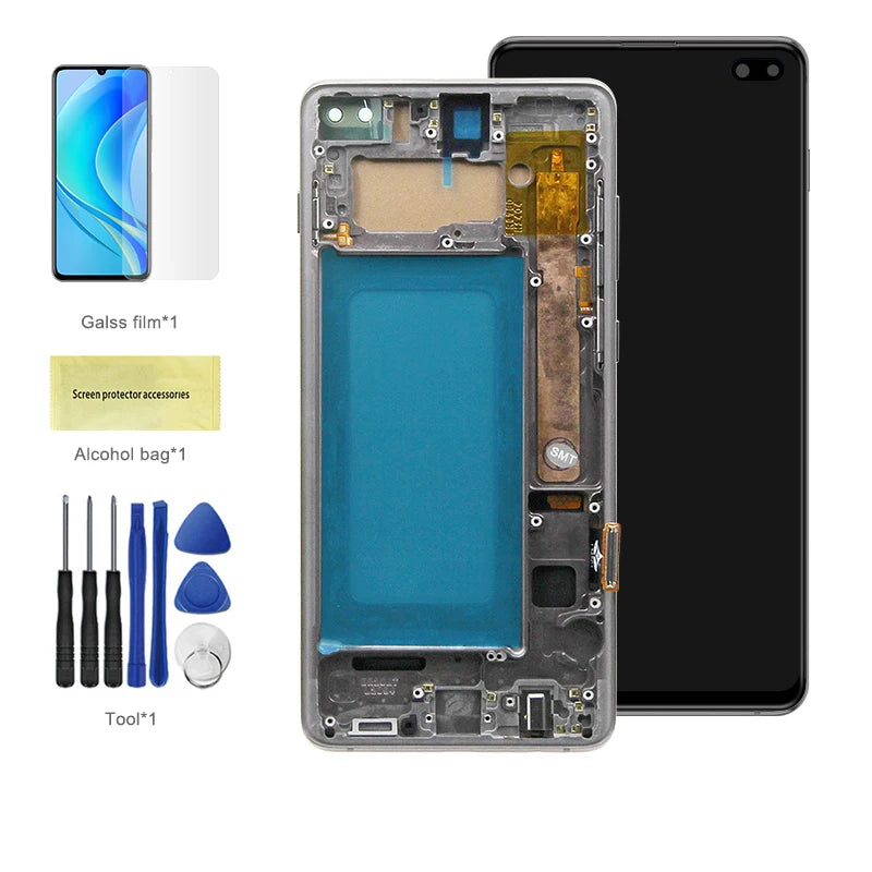 Pantalla LCD de 6,4 pulgadas para Samsung, repuesto de montaje de digitalizador con pantalla táctil, probado, S10 +, G975F, G975U, G975W, G975