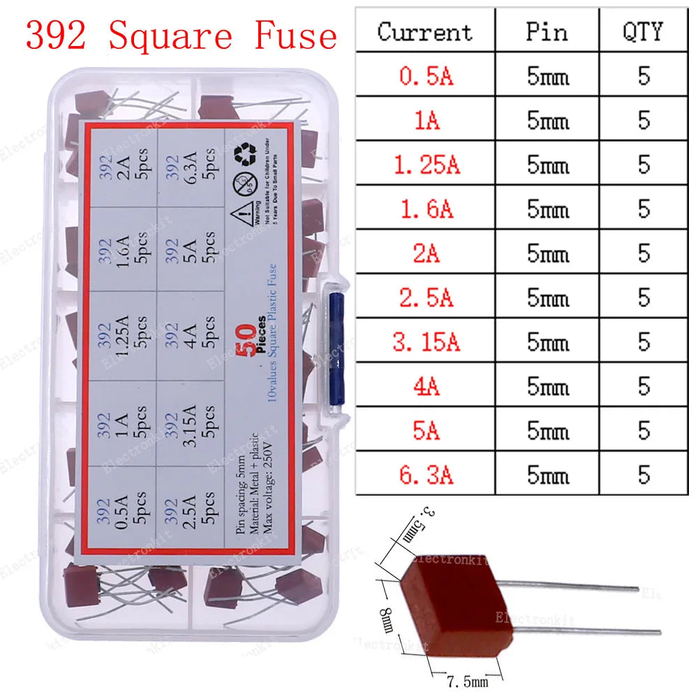 12V-250V Slow Fast Glass Fuse With Lead Wire Mix kit 0.1A 0.25A 0.5A 1A 2A 2.5A 3A 3.15A 4A 5A 6A 6.3A 8A 10A 15A 16A 20A 30A
