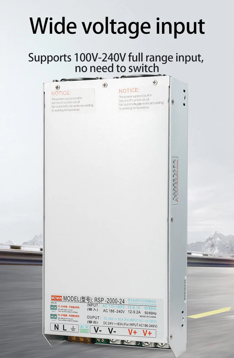 Fuente Alimentación Switching PFC MZMW 2000W Voltaje/Corriente Ajustable 0-24V a 220V CC/CV AC 100-240V a DC
