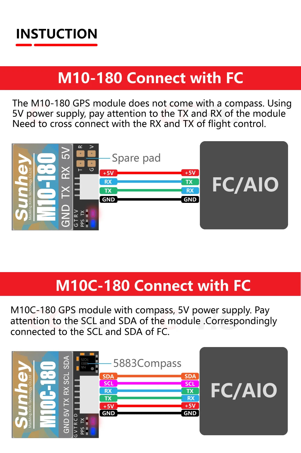 Módulo GPS CCRC Mini M10-18 / M10C-18 (10ª Gen) con Antena Cerámica y Compás Integrado para Drones FPV Freestyle Largo Alcance