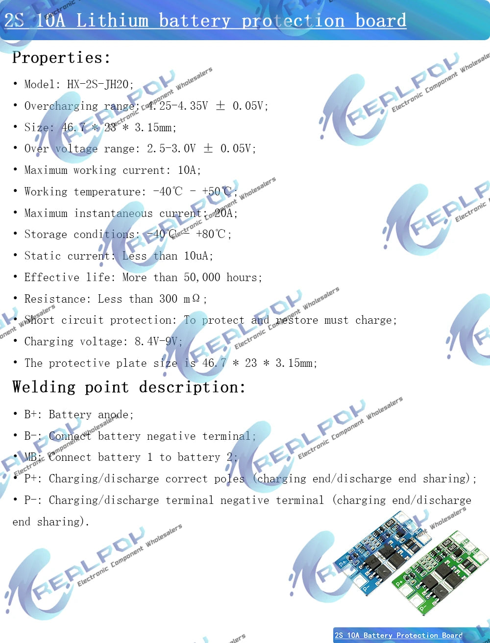 2S 2A 3A 4A 5A 8A 10A 13A 20A 7.4V 8.4V Li-ion 18650 Lithium battery protection board / BMS board Standard / Balance