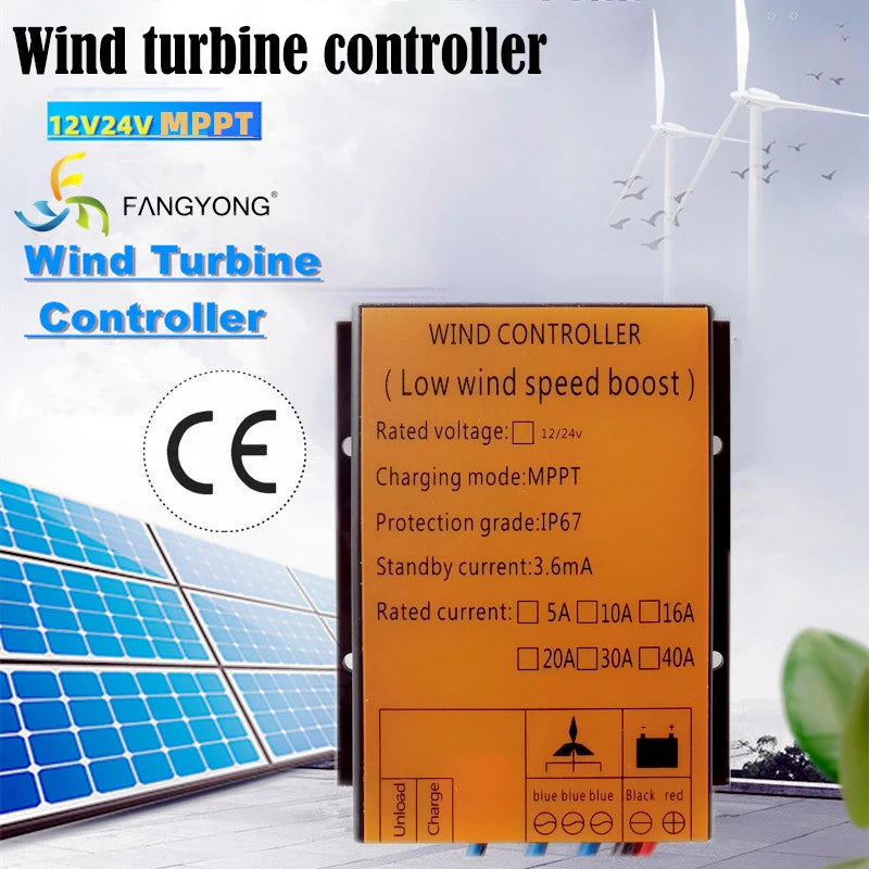 5000W 10A 20A 30A 40A 12V 24V Auto 48V MPPT Wind Charge Controller For Wind Turbine Generator Water Proof IP68 For Home Use