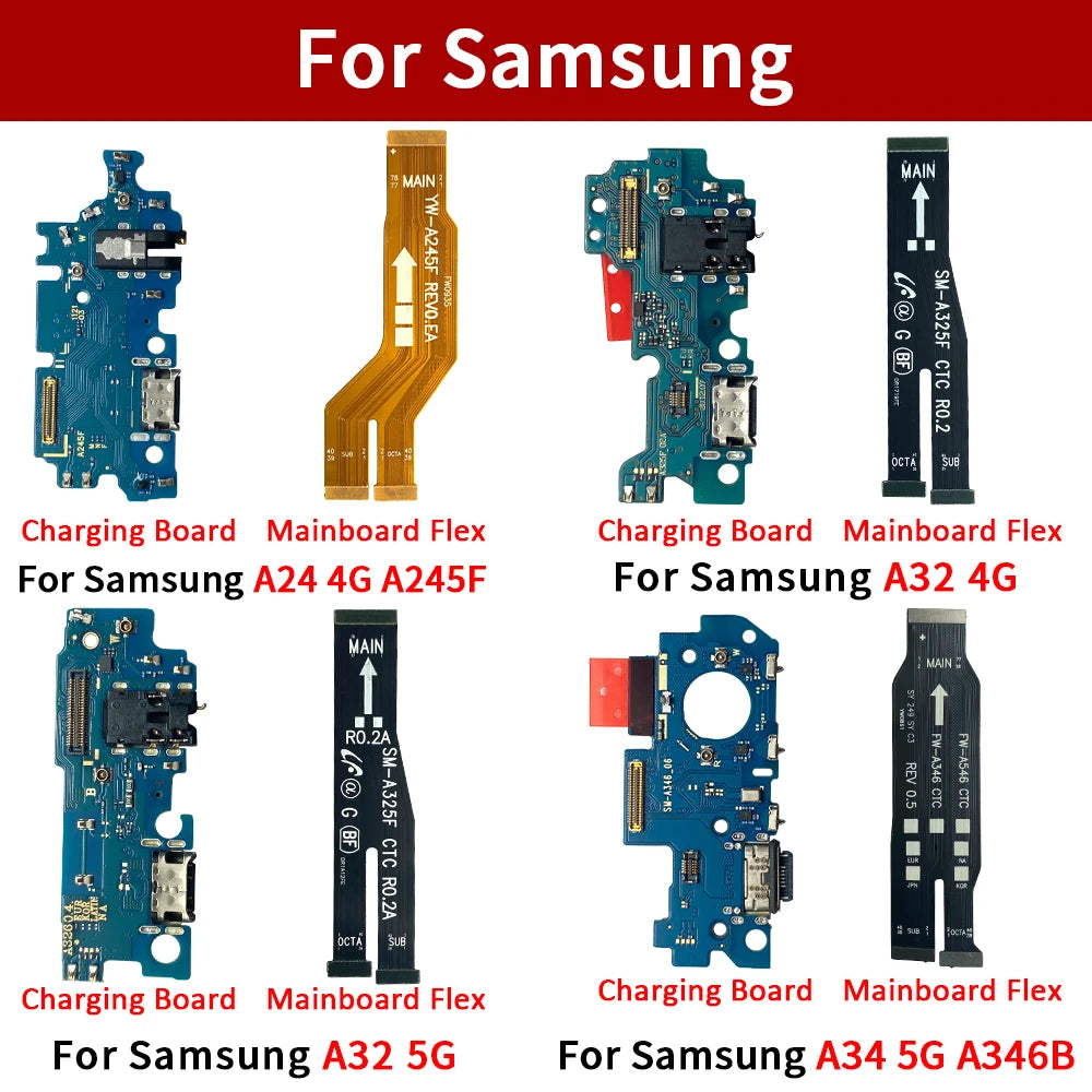 Placa Puerto Carga Rápida USB con Flex para Placa Principal Samsung Galaxy A24/A32 4G/A34/A54 5G