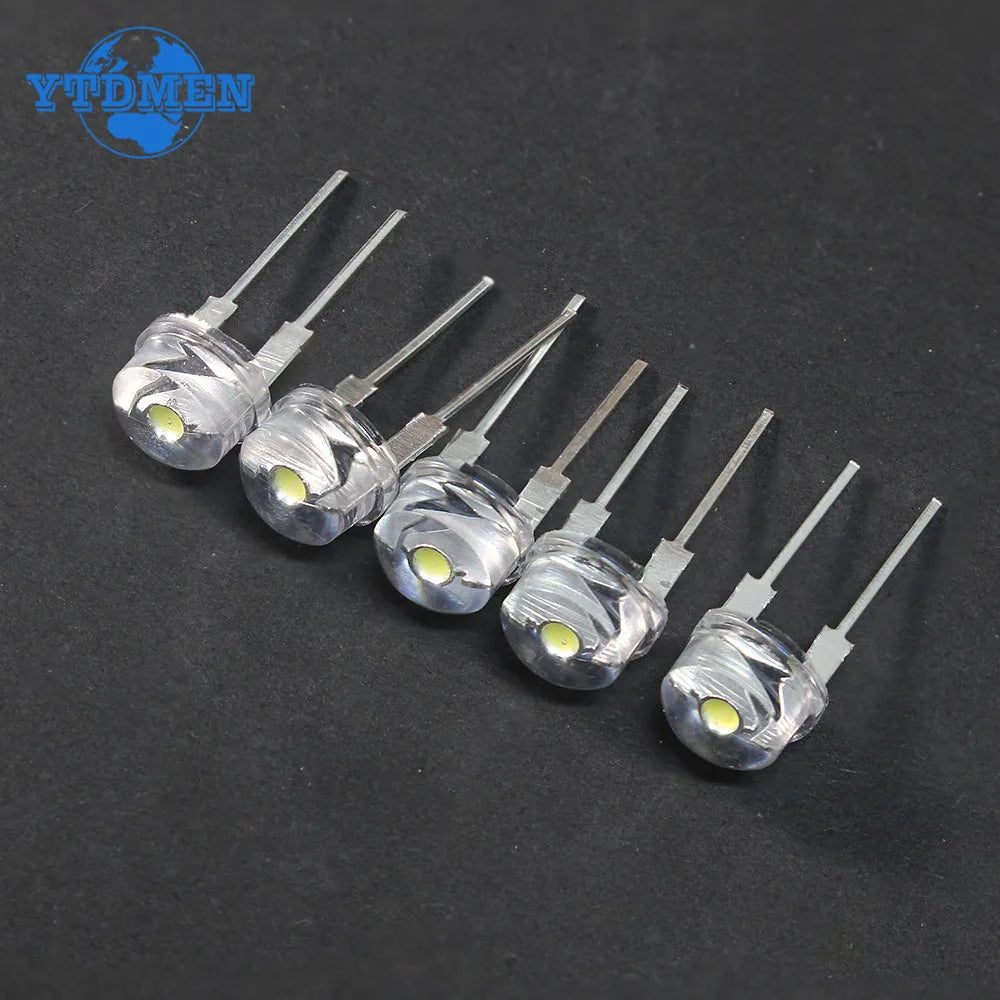 Diodo LED Sombrero Paja F8 (8mm) Super Brillante Blanco Cálido 0.5W / Blanco 0.3-0.75W / Azul / Verde / Rojo / Amarillo (20 Unidades)