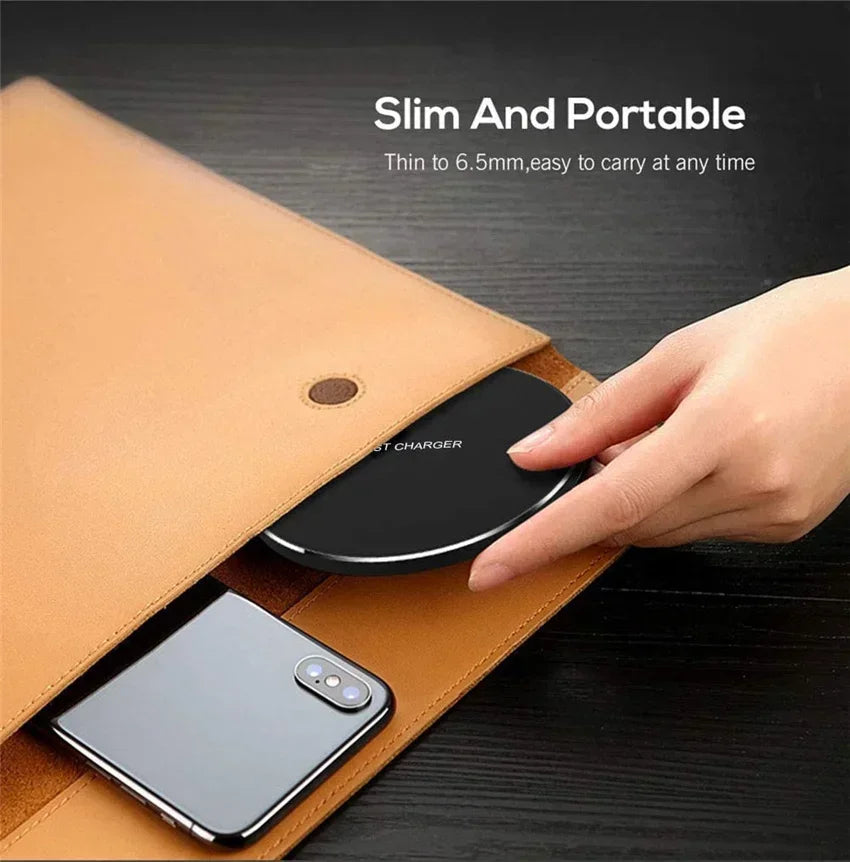 Cargador Inalámbrico Rápido Inducción para iPhone X/XR/XS Max/Mini / 12/13/15/16 Pro / Samsung S8-S10/S21/S22/Note (2025)