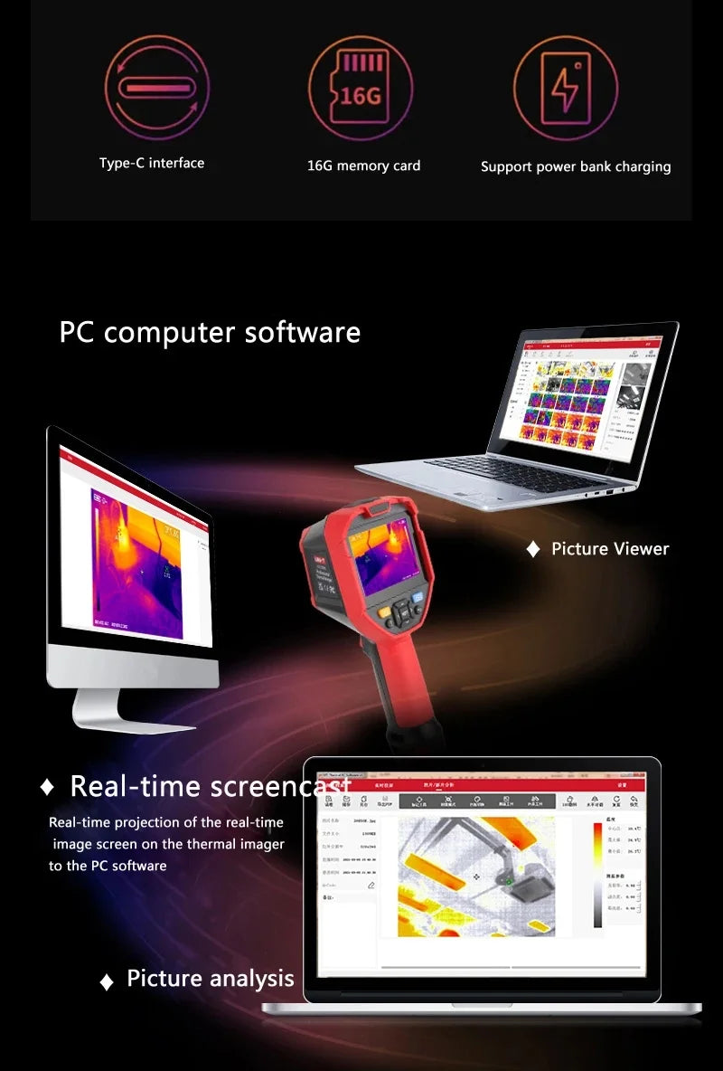 Termógrafo Infrarrojo Profesional Mejorado UNI-T UTi720E - Cámara Térmica Testeo Industrial/Circuitos PCB/Calefacción Suelo