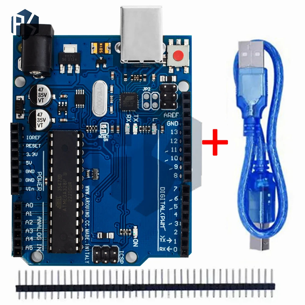 Placa Desarrollo Arduino UNO R3 (Oficial Certificada, ATMEGA16U2 + MEGA328P) con Cable USB Tipo A a B