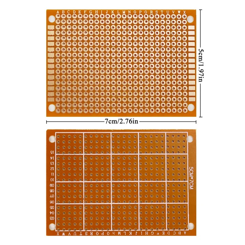 10PCS 5x7CM 5*7CM PCB Breadboard Protoboard Single-Sided Universal Printed Circuit Boards 1.2MM Thick DIY Set Yellow