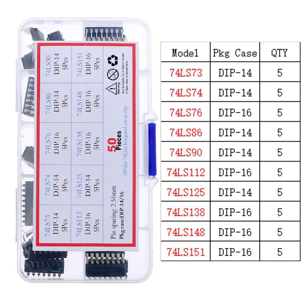 Kit Surtido Chips IC Lógica CMOS (Series 4000/4500/74HC/74LS) con Zócalos