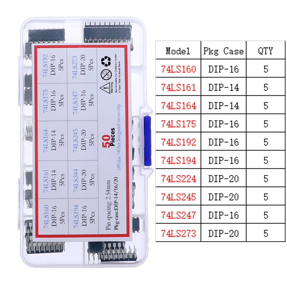 Kit Surtido Chips IC Lógica CMOS (Series 4000/4500/74HC/74LS) con Zócalos