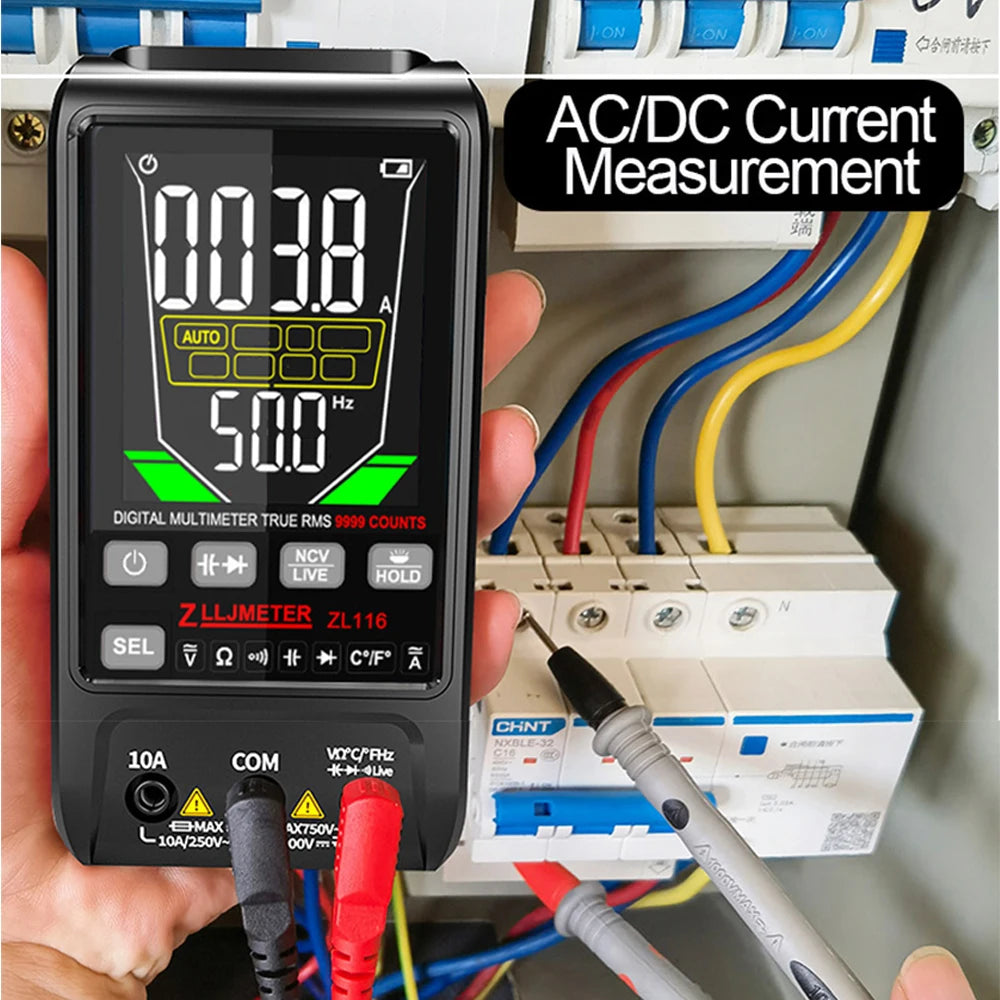 Multímetro Digital Inteligente USB (9999 Cuentas) - Pantalla Grande, AC/DC, Capacitancia, Ohm, Hz, Temp