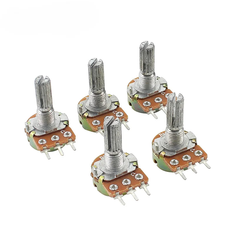 5PCS Linear Potentiometer Kit 20mm 3pin WH148 1K 2K 5K 10K 20K 50K 100K 250K 1M Potentiometers Kit With Nuts And Washers