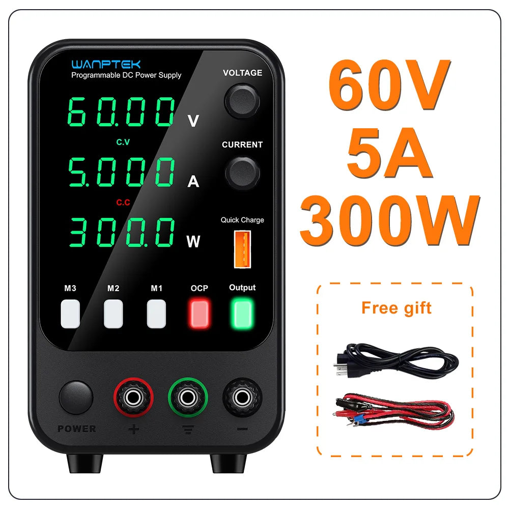 Fuente de Poder Laboratorio WANPTEK DC Ajustable 30V/60V/120V Regulador Voltaje Preajuste V/A (Input 110V/220V)