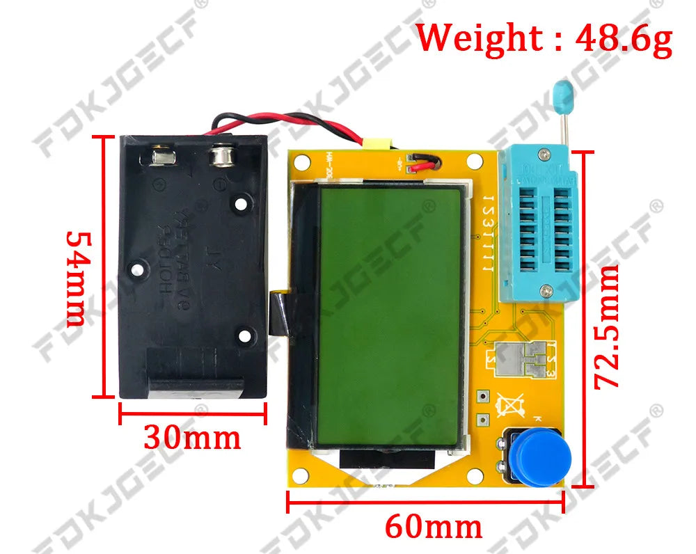 Tester Transistor LCR-T4 - Medidor ESR, Diodo, Triodo, Capacitancia, MOS (Mega328) - (Sin Batería, con Case)