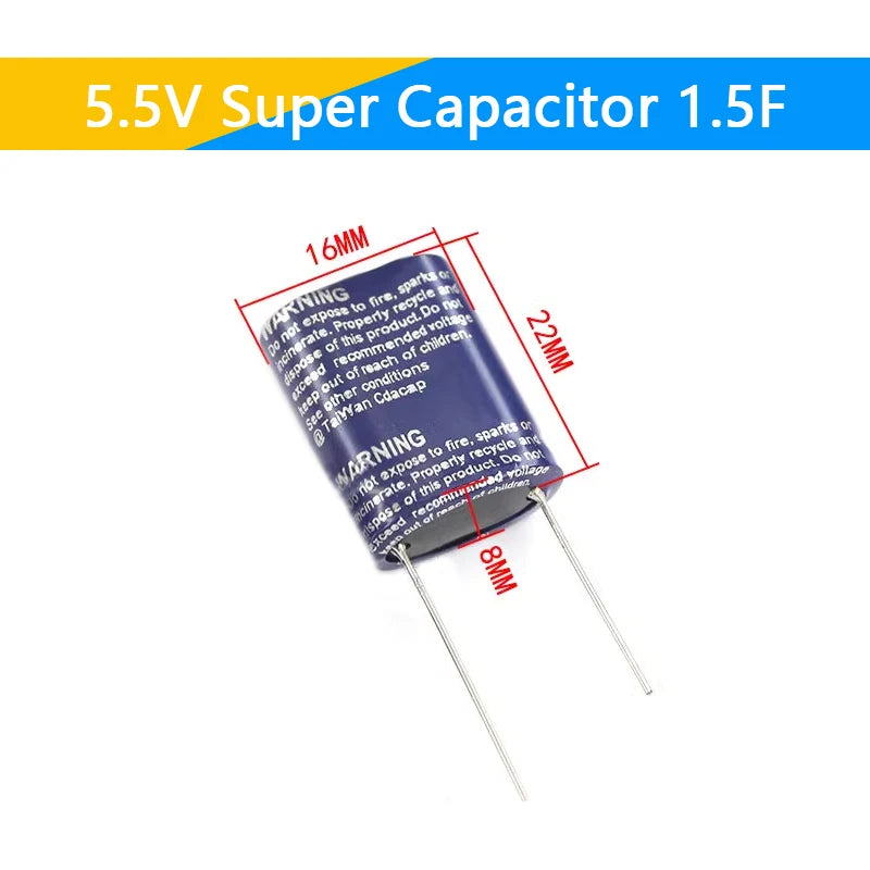 Supercapacitor Farad Tipo Combinación (0.22F-50F, 5.5V) - Unidad (Especificar Valor)