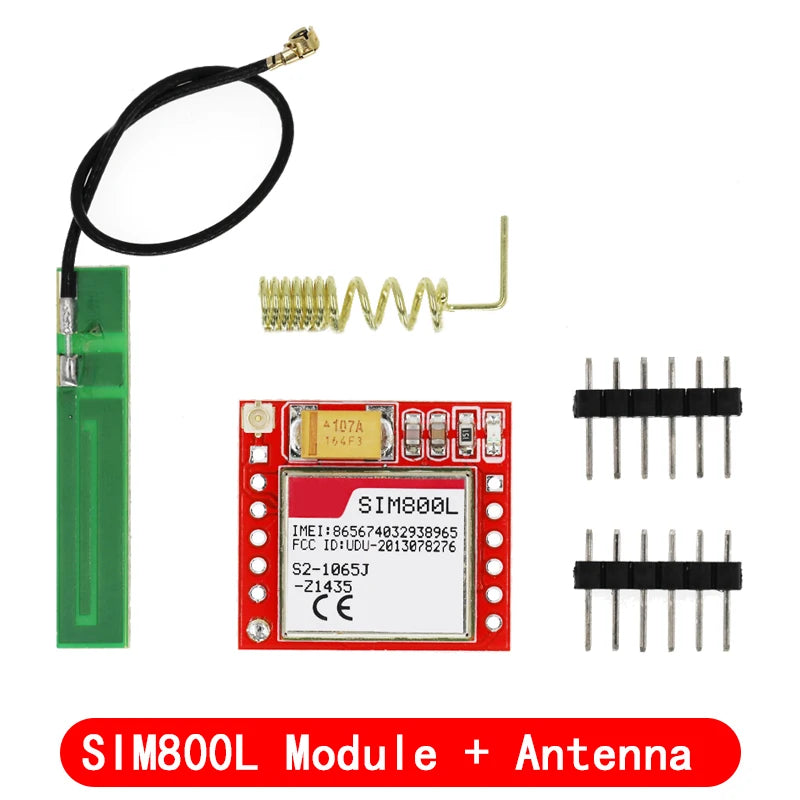 Módulo GSM/GPRS SIM800L (Micro SIM, Quad-Band, Puerto Serial TTL) con Antena PCB para Arduino