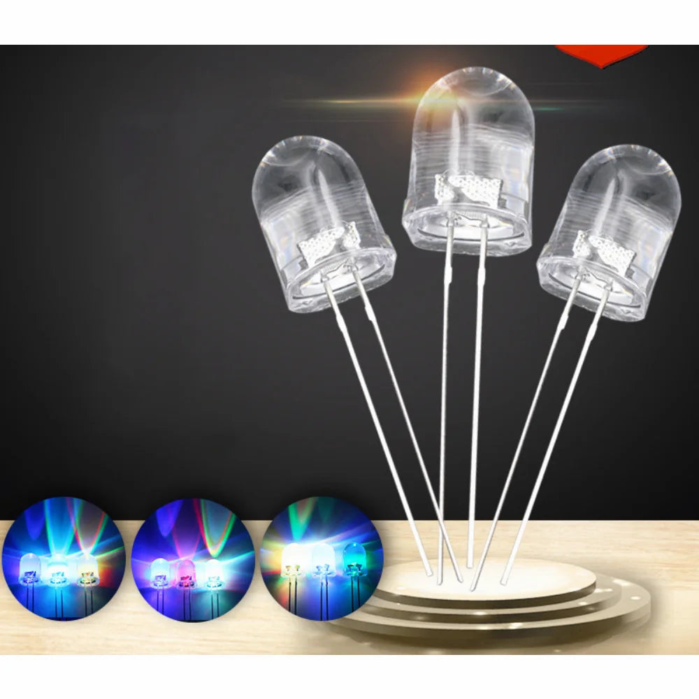 Diodo LED 5mm Multicolor Intermitente Lento/Rápido (2 Pines, Lente Redonda Transparente) Kit Electrónico (100 Unidades)